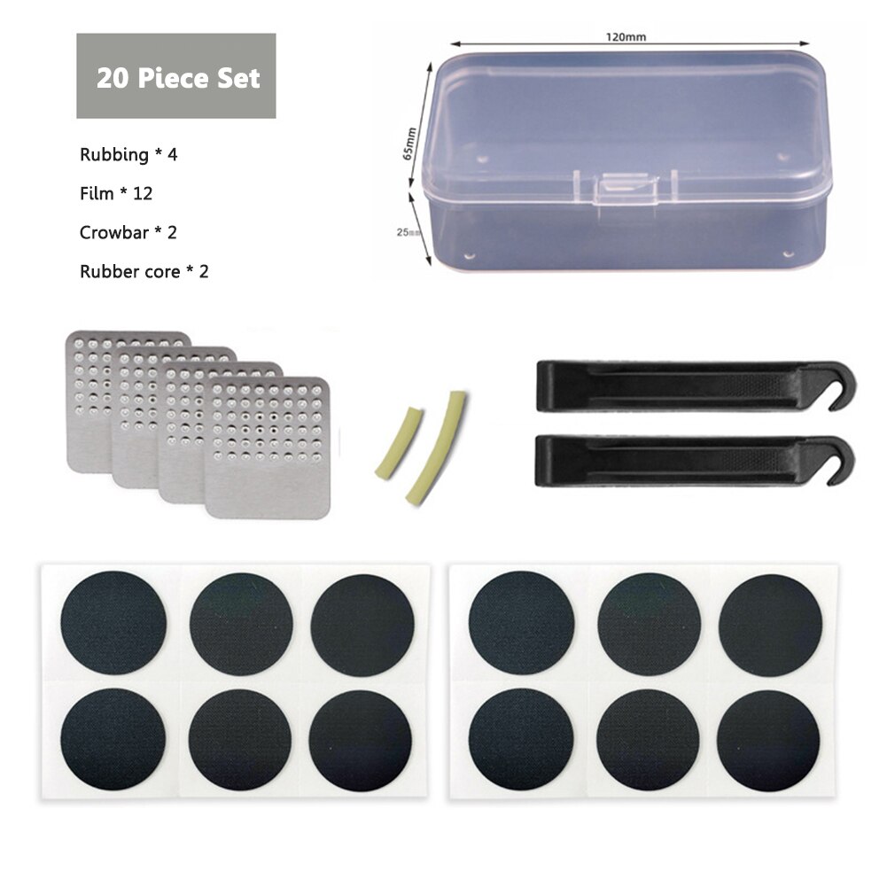 20/29pcs Bike Bicycle Flat Tire Repair Kit Tool Set Kit Plastic Rubber Glue Free Rubber Puncture Patches: 20pcs