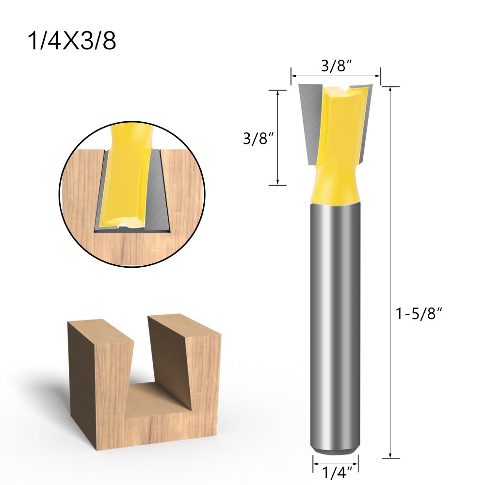 6pcs 6mm Shank 1/4 Dovetail Joint Router Bits Set 14 Degree Woodworking Engraving Bit Milling Cutter for Wood: 6.35X9.52
