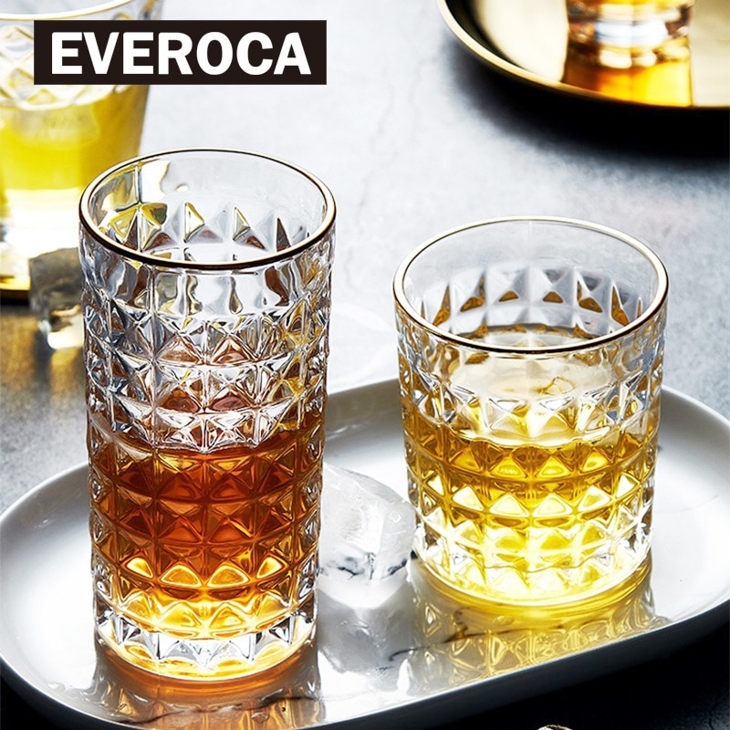 Glas guldkant blombehållare lättnad vinglas kopp hushållswhisky transparent importerad öl kaffe termomugg