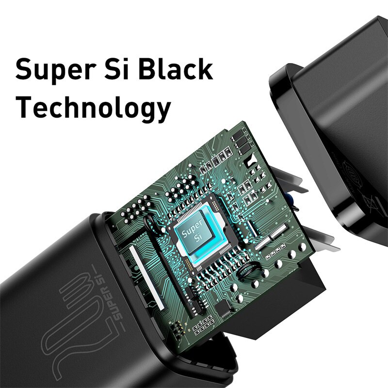 Baseus super  si 20w usb-c-ladegerät für iphone 12 pro max pd schnelllade-usb-c-reiseladegerät für iphone 12 mini