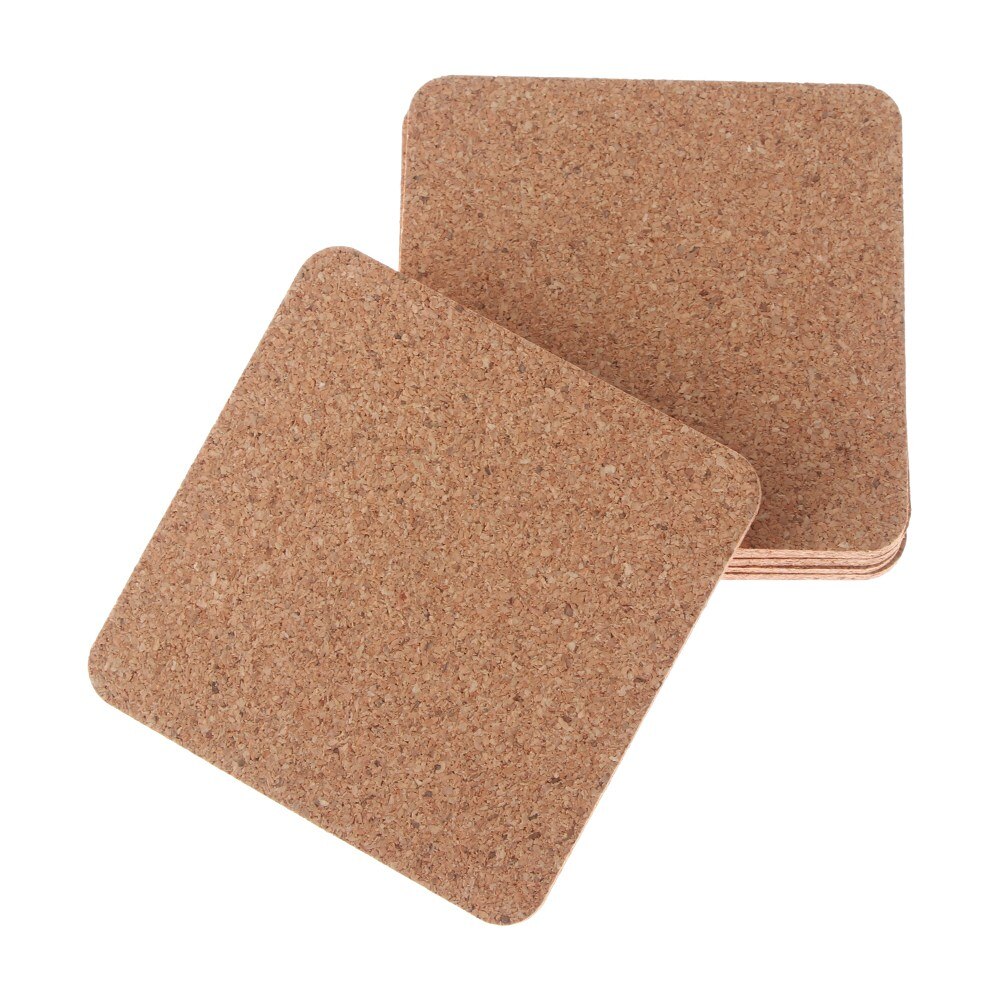 6 stk naturlig rund træ skridsikker skive kopmåtte coaster te kaffe krus drikkevarer holder til diy bordservice indretning holdbar pad: Firkant / 9 x 9cm