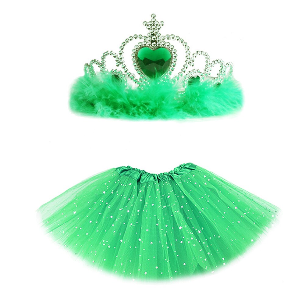 Baby Zomer Baby Meisje Prinses Tule Tutu Rok Ballet Dance Party Mini Rokken Met Kroon Foto Props 2 Stuks: green