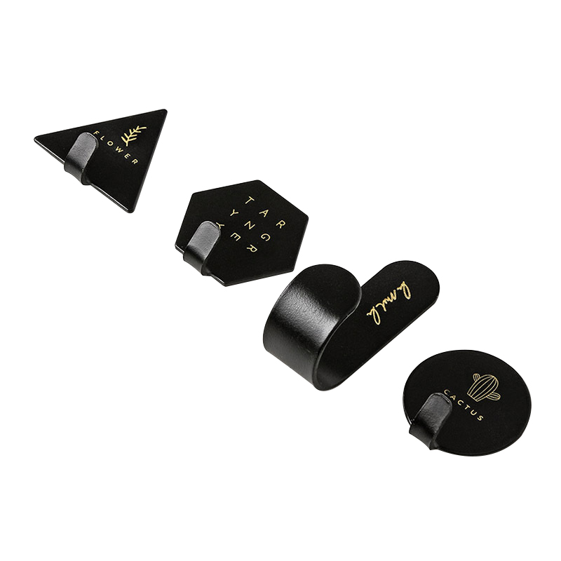 Juego de 4 unidades de ganchos de pared decorativos, soporte geométrico para llave, gancho colgador para puerta montado en pared para la pared, ganchos de toalla de Metal para cocina y baño: Black