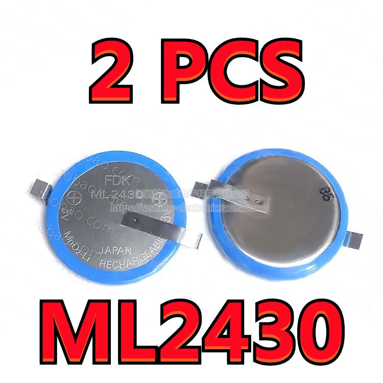 2PCS Original For FDK ML2430 Rechargeable Button Battery 3V 100mAh Can Replace CR2430