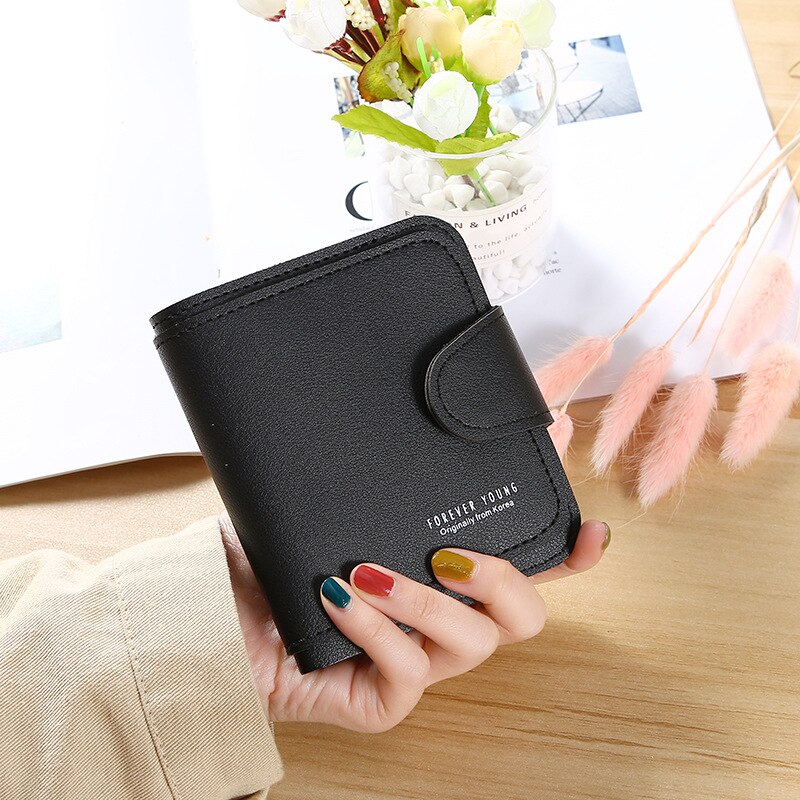Wallet Women Short Purses Card Holder Clutch Wallets Purse Coin Pocket Ladies Female: black