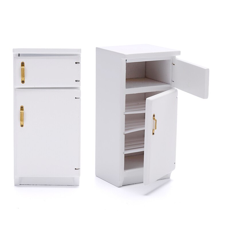 1 PC Dollhouse Accessories 1:12 Dollhouse Kitchen Miniature White Refrigerator Furniture Model