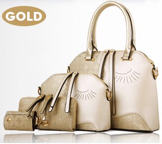 Female Bag in Four Piece Lash Bag Handbag Handbags Single Shoulder Bag: Gold