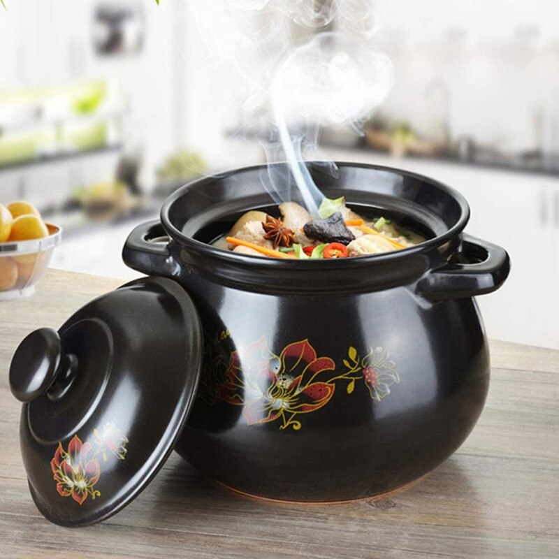 Health Soup Pot Household Stew Pot with High Temperature Resistance Ceramic Casserole Soup Pot with Lid