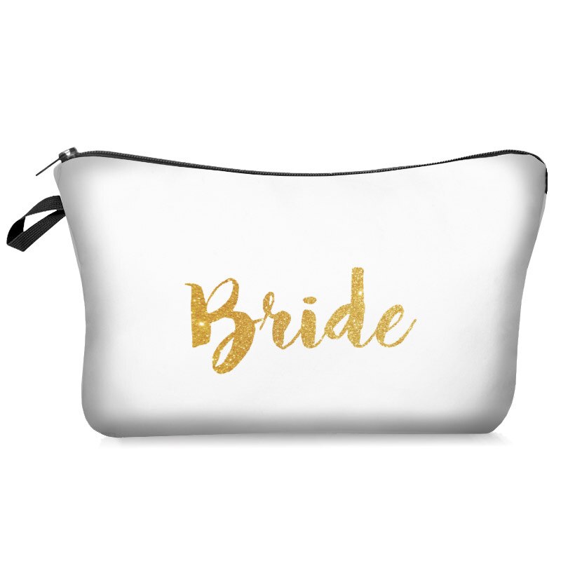 Team Bruid Brief Gedrukt Make-Up Tas Wit Cosmetische Zakken Bruidsmeisje Wedding Party Make Pouch Dames Beauty Case Toilettas: A8
