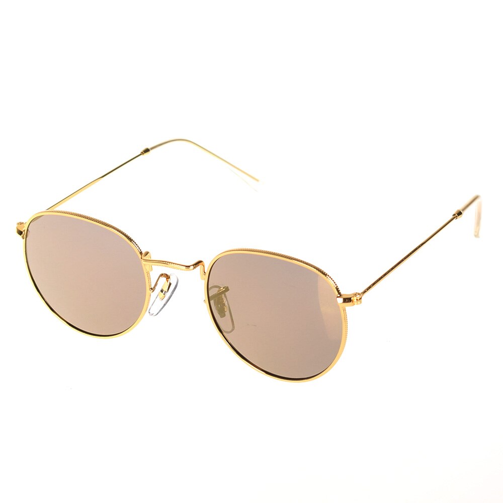 Cat eye vintage mærke rose guld spejl solbriller til kvinder metal reflekterende flad linse solbriller