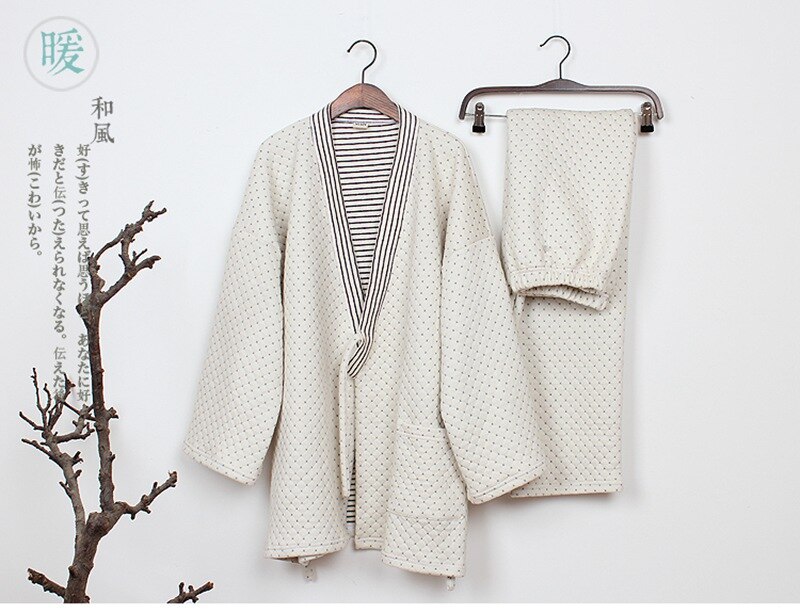 Pyjama ample japonais traditionnel pour hommes, ensemble Kimono Yukata, peignoir de bain, vêtements d&#39;hiver vapeur pour dormir et se détendre