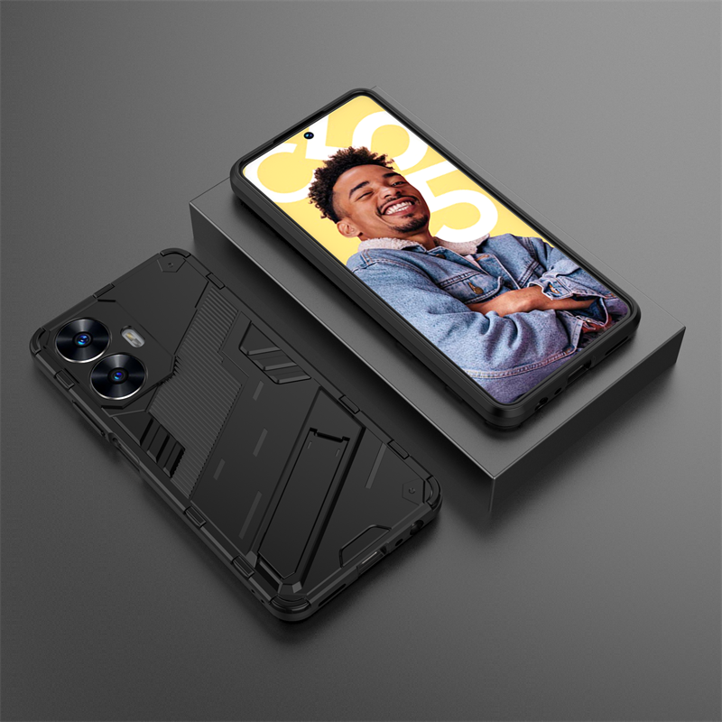 etui na telefon Realmi C55 4G Shockproof Armor magnetyczny uchwyt etui na telefon RealmeC55 Realme C55 C 55 55C 4G RMX3710 6.72" Bck pokrywa: Ciemnoszary