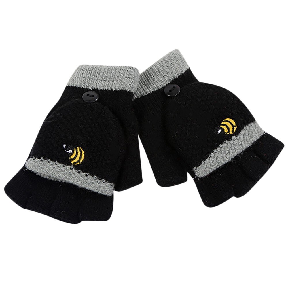 ARLONEET Toddler baby fingerless gloves Cotton knitted Warm winter gloves kids Girls Boys Winter cartoon Gloves: BK