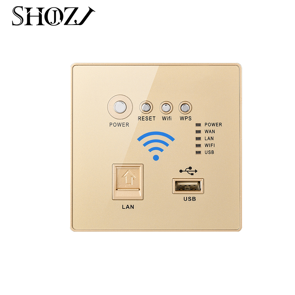 Repetidor WiFi 300 Mbps Antena de pared Dual de AP inalámbrico integrado router WIFI USB Panel toma de carga con SHOJZJ