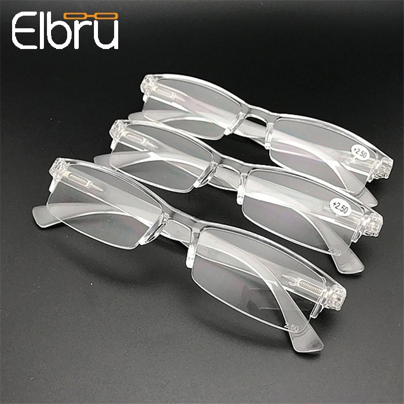 Elbru Vergrootglas Transparante Leesbril Mannen Vrouwen Bril Presbyopie Brillen Verziend Retro Bril 1.0 1.5 2.0 2.5