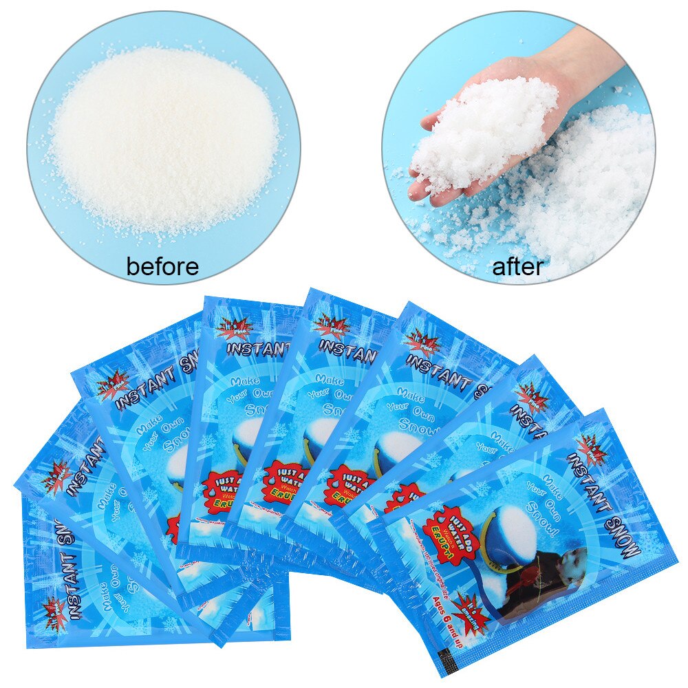 1 ud. Nieve Artificial nieve instantánea en polvo copo de nieve esponjoso súper absorbente congelado magia Prop Navidad muñeco de nieve Decoración