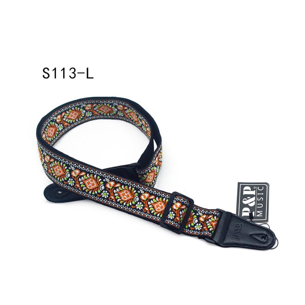 cinturón bordado, banda Jacquard ajustable con extremo de cuero para instrumento Musical de Bajo acústico eléctrico bajo folclórico: 3