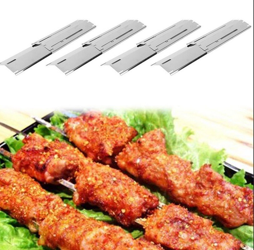 Gereinigd 4 Stuks Verstelbare Grill Warmte Plaat Shield Warmte Tent Vervangende Onderdelen Warmte Plaat Voor Bbq Gas Grill Camping tool