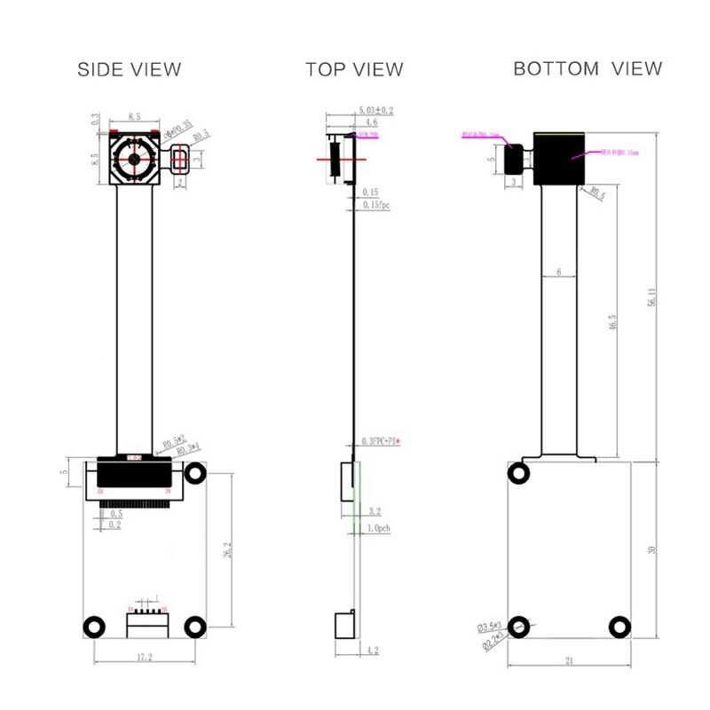 2MP USB Camera Module with Pocket Lamp 120 Degree Wide Angle GT2005 1280X960 / 640X480 15FPS Free Drive Focus for PC