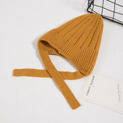 Suave, de punto bebé sombrero foto recién gorra con accesorios de Color sólido Infantil Niño niña gorro otoño invierno cálido Gorro con orejas: Amarillo
