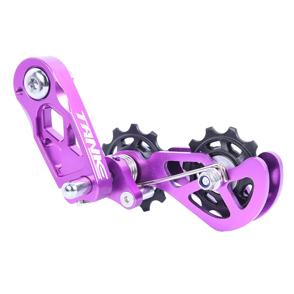 Tensor de cadena de bicicleta para cadena de 8 velocidades de hasta 12 velocidades, polea desviadora trasera, guía de cadena, accesorios para bicicleta: Morado