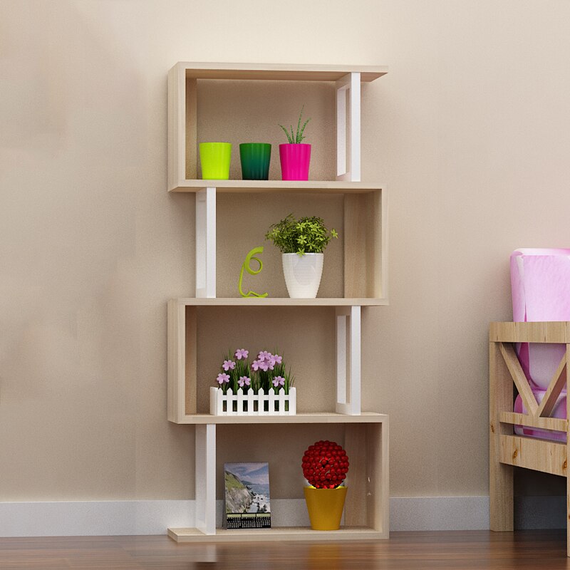 Simple and Modern Combination Bookcase Four-Layer Desktop Floor To Ceiling Bay Window Shelf Small Bookshelf: B2