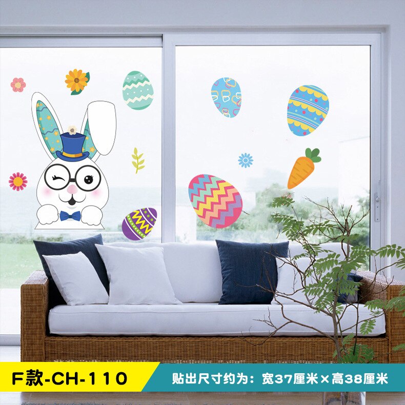 Easter egg decoration wall sticker glass paste mall storefront scene layout window paste poster: F-CH-110