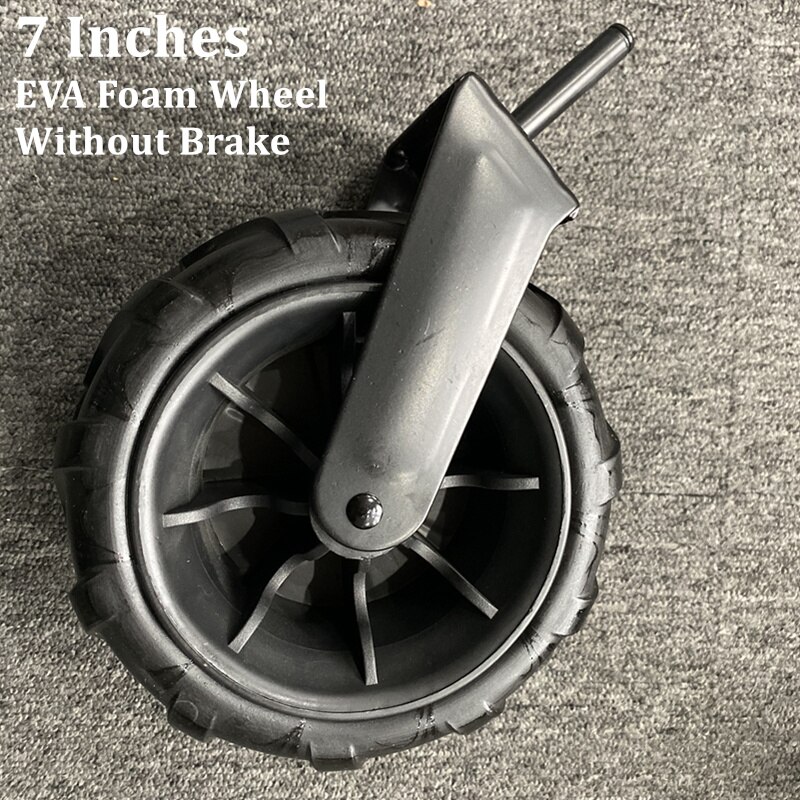 Alwaysme 7Inch 8Inch Breedte 4Inches Eva Foam Effen Rem Wielen Met Vork Voor Utility Wagon Karren, hand Vrachtwagens, Grasmaaiers: 7 Inch Without Brake