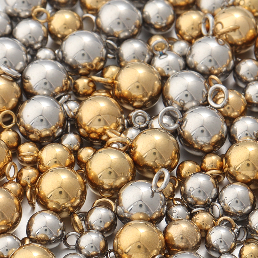 10-20 pz/lotto Ciondolo a Sfera Solido in Acciaio Inossidabile Pendenti con Perline di Metallo Sfera Rotonda per Gioielli Fai da Te Creazione di Orecchini Collana Bracciale
