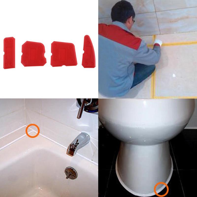 4 stk. silikone tætningsværktøjssæt fugemasse fugemasser fjerner skraber gulvrensere fliserenser køkkenhåndværktøj til badeværelse