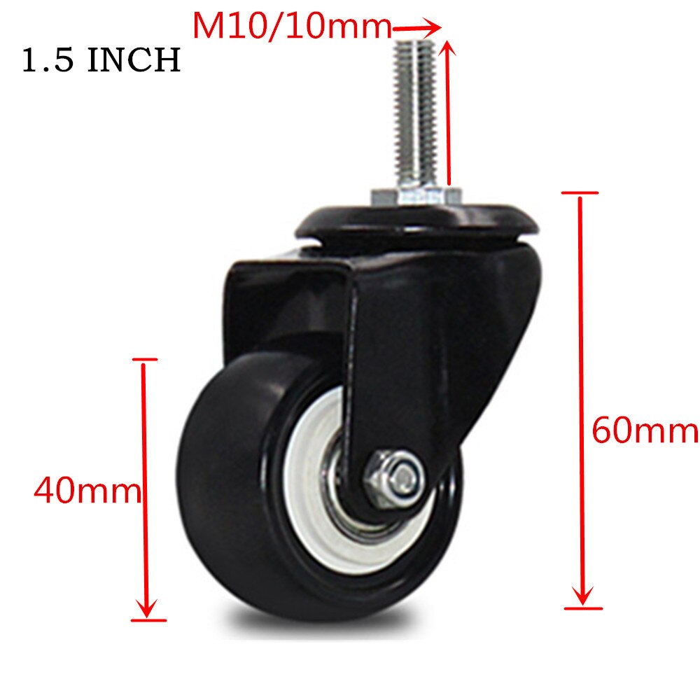 Lot De 4 Roulettes Pivotantes Nylon - Tige Filetée M8 X 13mm - Pour Meubles, Chaises