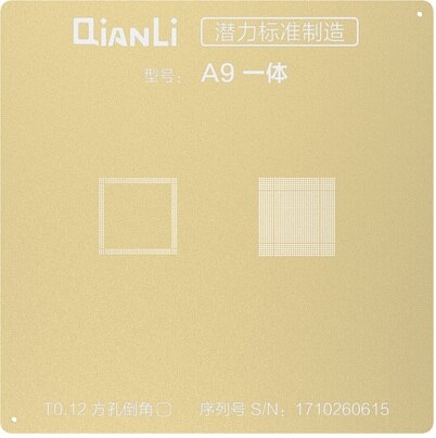 Plantilla de oro con agujero cuadrado para CPU de apple, plantilla universal de posicionamiento 3D: A9
