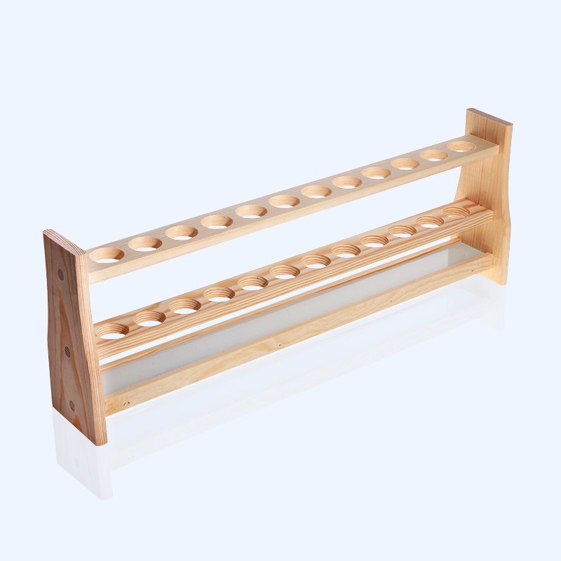 1 stk reagensglasstativ i træ 28mm x12 huller holder støtte burette stativ laboratorie reagensglas stativ hylde laboratorie skoleartikler