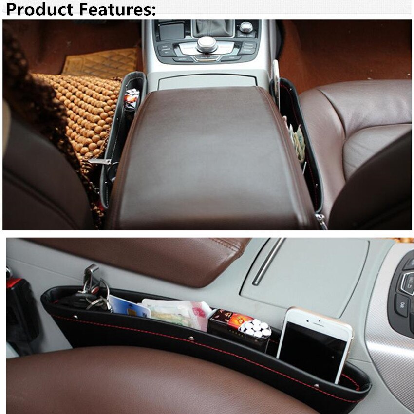 PU Leather Car Slit Box Organizer FOR Nissan Tiida Teana Skyline Juke X-trail Almera Qashqai Juke Accessories