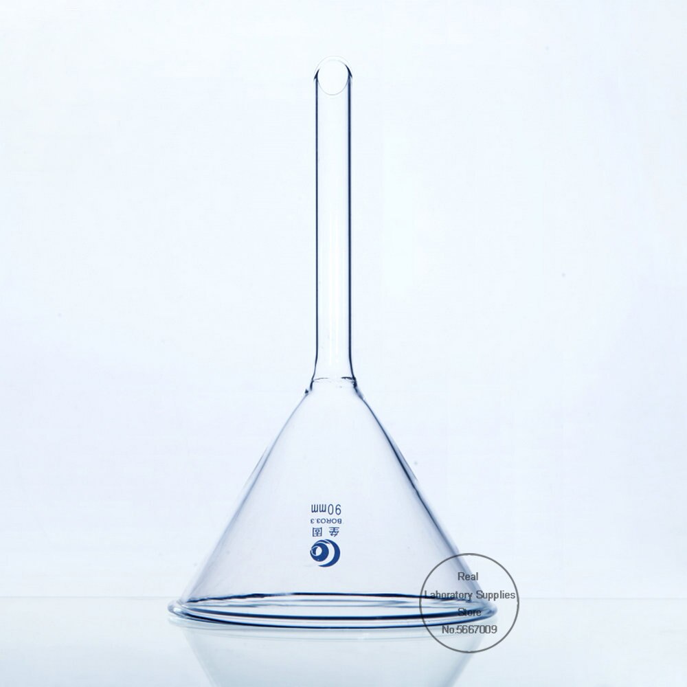 Alle størrelser 40mm to 150mm laboratorieudstyr til trekant i glas med tragt i tykt borosilikatglas