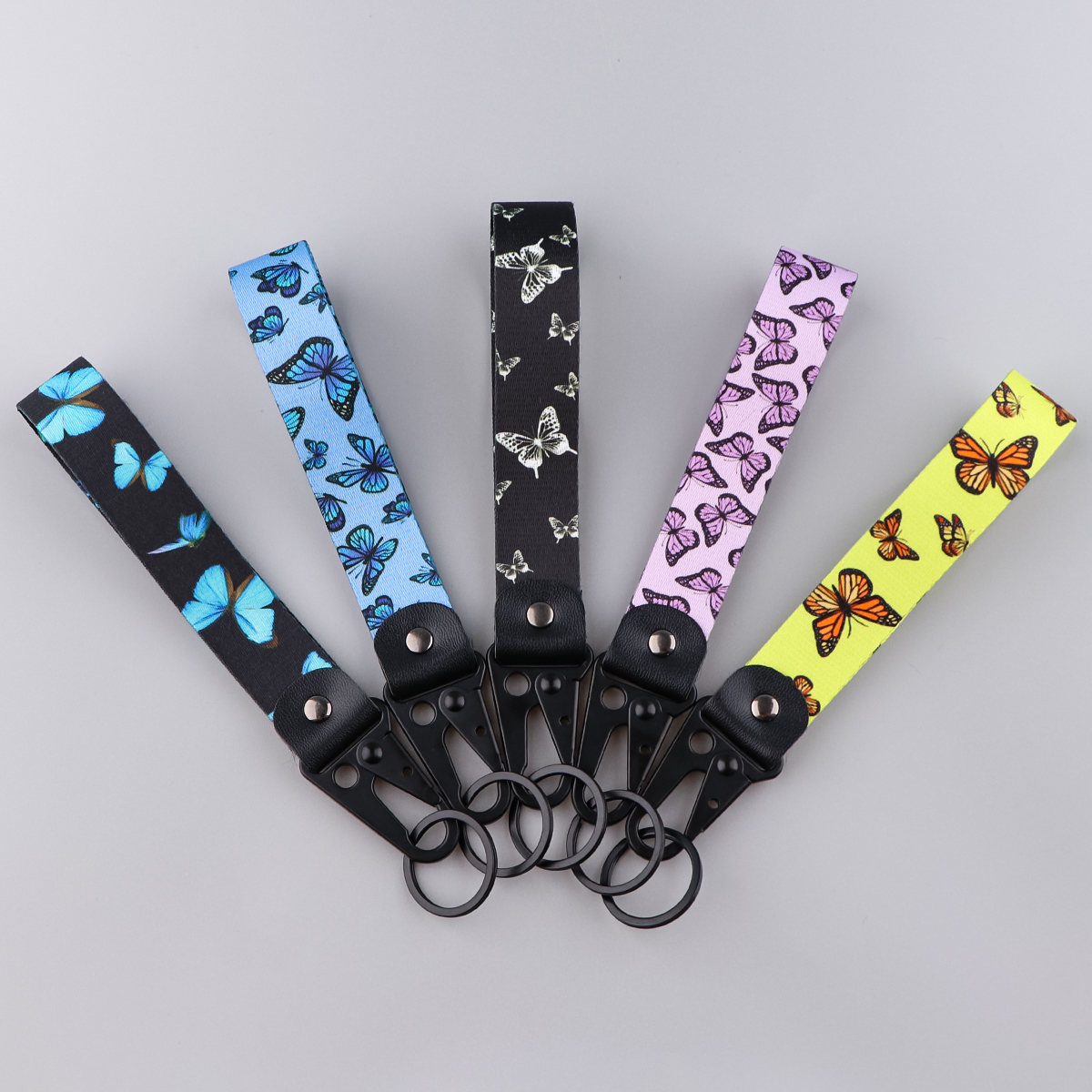 LLavero de mariposa para coche, cordón para llaves, USB, tarjeta de identificación para gimnasio, soporte para insignia, correas para teléfono móvil, correas cortas para muñeca, accesorios para llavero