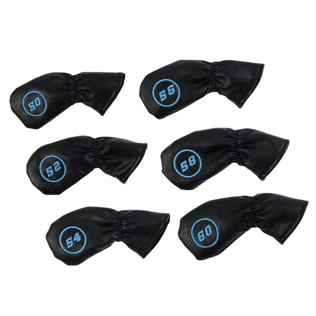 6Pcs Pu Leer Golf Club Head Cover Headcovers Wedge Iron Putter Beschermen Mouw