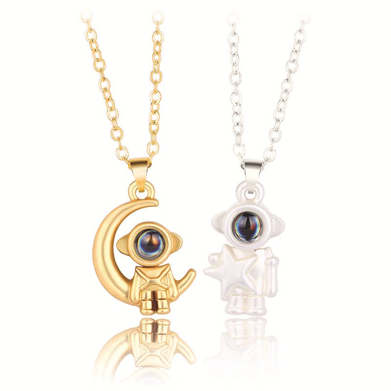 Moda nuova pietra di proiezione 100 lingue coppia collana astronauta Xingyue semplice collana di san valentino: 03