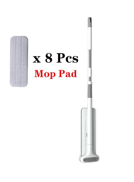 Floor Mop Magic Squeeze Flat Cutting Mop Hands Free For Wash Floor Household Kitchen Floors Cleaning With Microfiber Squeeze Mop: 1mop 8 Mop pad