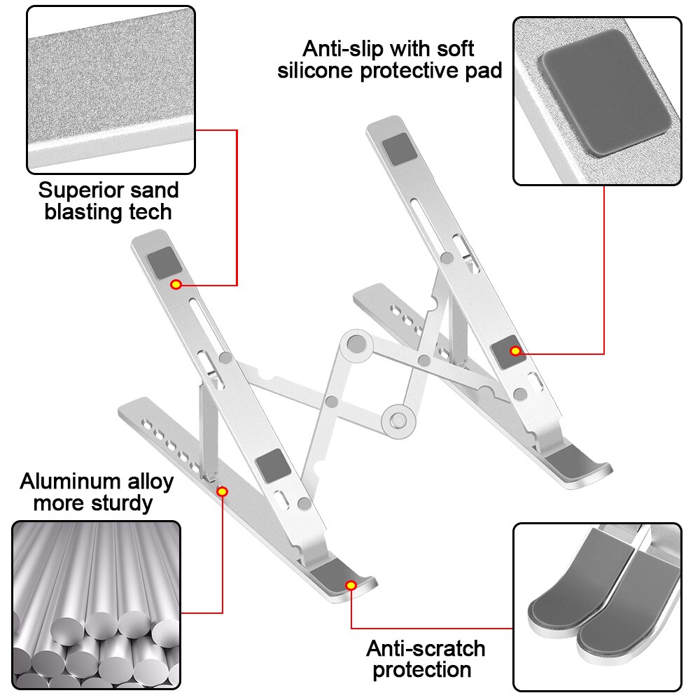 Multi-Angle Laptop Stand Adjustable Foldable Computer Holder Notebook Stand for 10-15.6 Inch Laptops