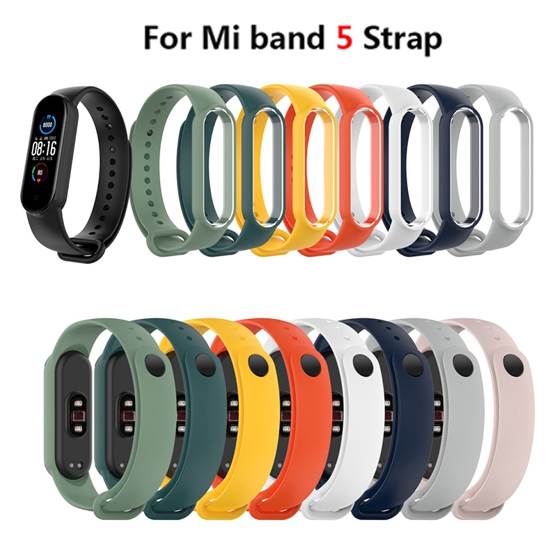 Cinturino di ricambio Per Mi Band 5 Cinturino In Silicone Lucido Del Chiodo Fibbia di Ricambio Cinturino Da Polso Spot 16 Colori Per Xiaomi Braccialetto 5