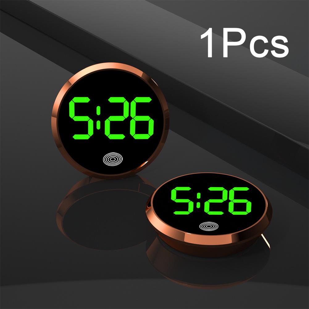 Reloj Digital luminoso LED para coche, Mini relojes digitales adhesivos internos, adorno para coche, accesorios para coche: Morado