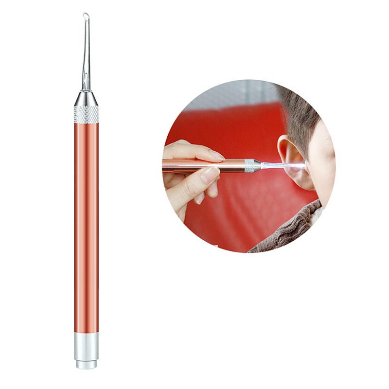 3 färg valfritt led öronvax borttagningsverktyg lätt öronpetare ficklampa barn vuxna med 2 tips öronvårdsverktyg