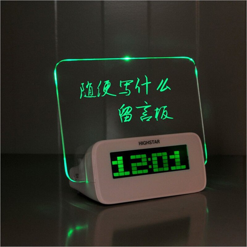 Table numérique en plastique fluorescente, créative, carrée, feuille de Message, horloge de température, son LED, pour ami