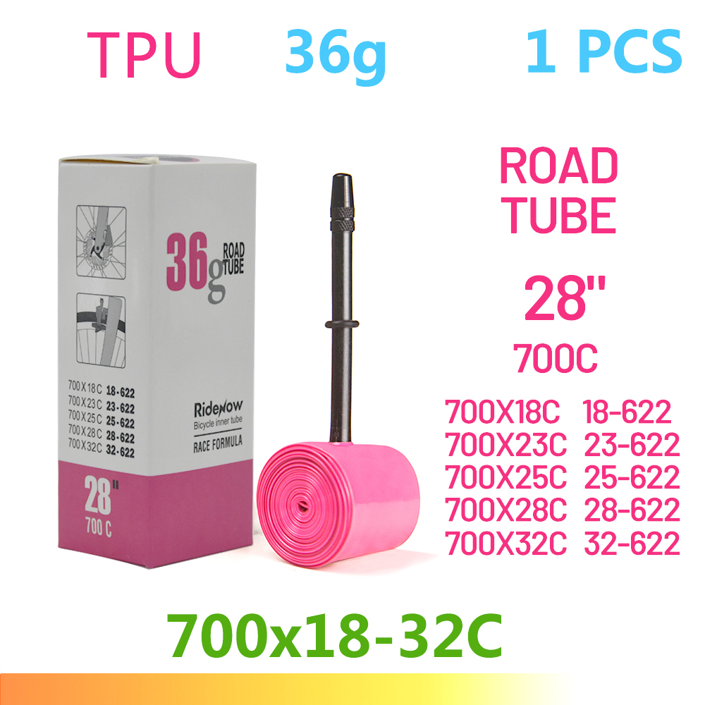 Cámara de aire RideNow-TPU para bicicleta de carretera, neumático de bicicleta, 700x18 23 25 28 32 35 47C, válvula francesa 45,/65,/85 mm, MTB 29x1,5, 1,75, 1,9