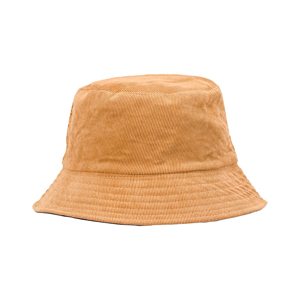 Corduroy bassin med lille kant dobbelt side fisker hat, efterår hat, parasol til mænd og kvinder vinter stil spand hat: Khaki