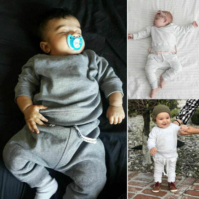 Autumn Sweatshirt Newborn Baby Kids Cotton Long Sleeve T-Shirt Tops + Long Pants Sleepwear Outfits Clothes Set