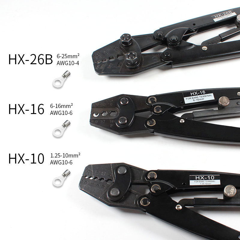 Hs-16 Crimping Pliers Cable Lug Crimper Tool Bare Terminal Wire Plier Cutter 1.25-16 Square Millimeter Cutters Cutting Hand Tool