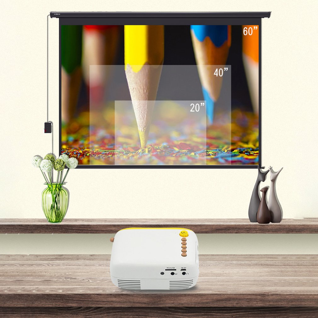 , Mini proyector Yg200, proyector Led portátil para el hogar, compatible con proyector pequeño Hd 1080 P, tamaño de proyección de 20-60 pulgadas