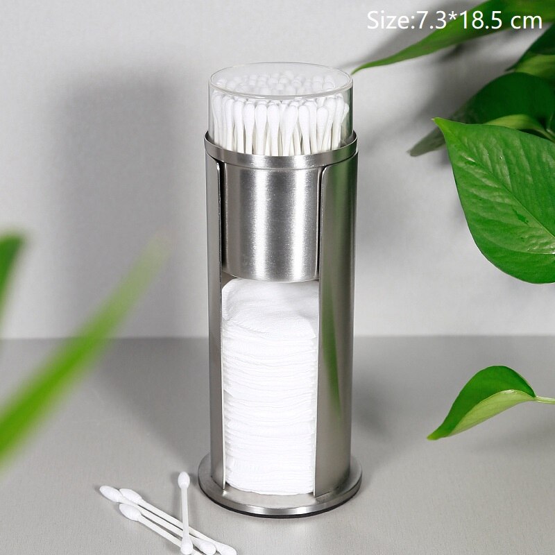 Storage Rack Cotton Swab Storage Box Stainless Steel Cleaning Cotton Bracket Bathroom Cosmetic Cotton Pad Organizer: Stainless steel box